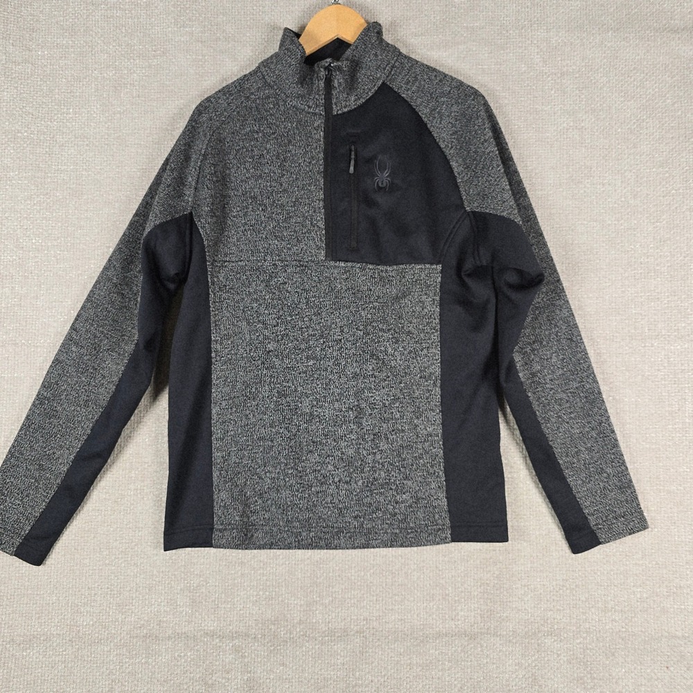 Spyder Mens Gray Black Quarter Zip Pullover Sweater Jacket 229518 Size M